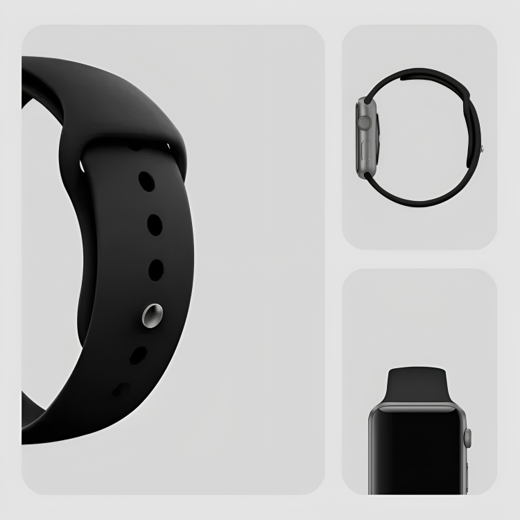 Flex Fit Comfort Black Silicone Band  for Apple Watch